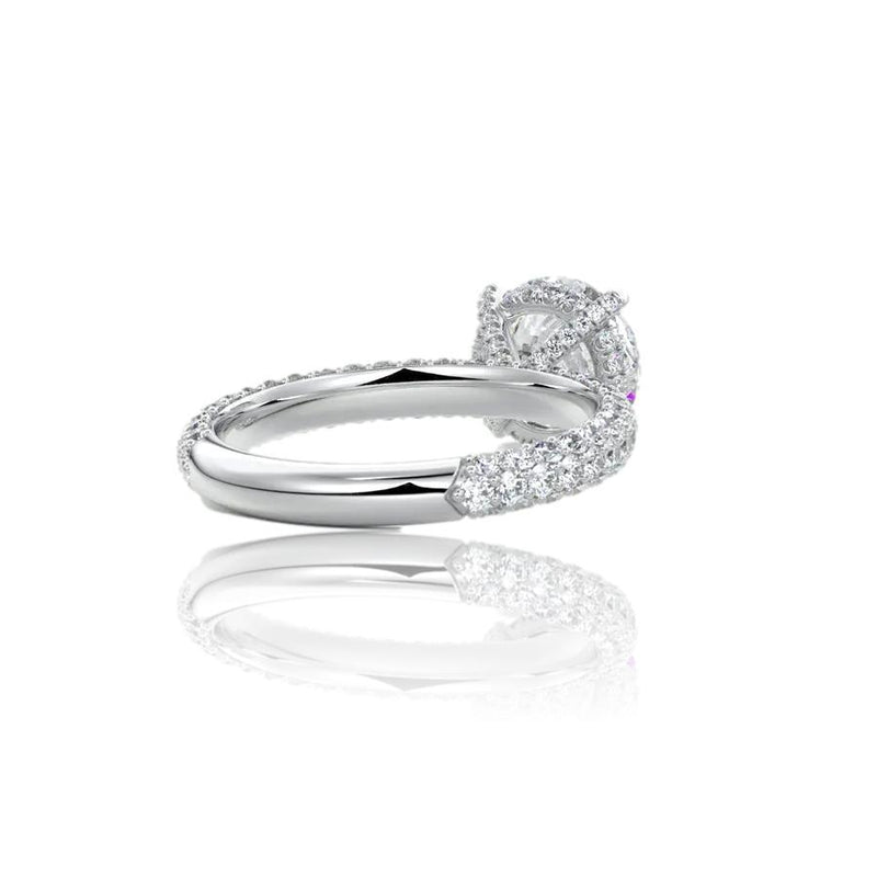Round Cut Pave Set Moissanite Engagement Ring