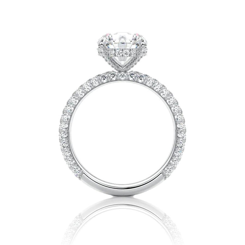 Round Cut Pave Set Moissanite Engagement Ring