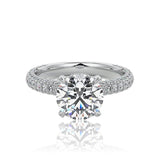 Round Cut Pave Set Moissanite Engagement Ring