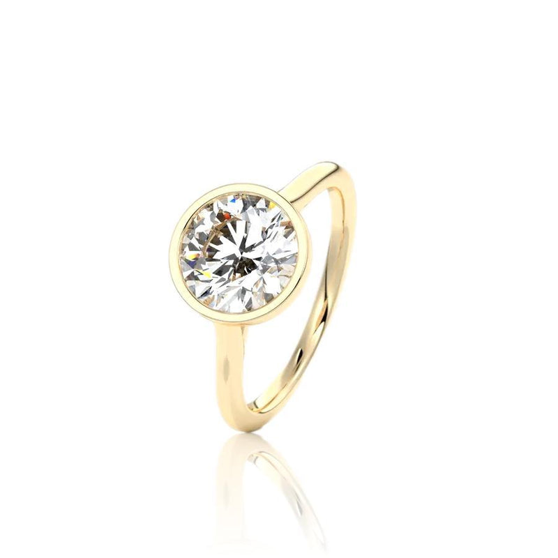Round Cut Rub-over Diamond Engagement Ring