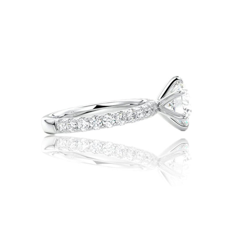 Round Cut Six Claw Moissanite Engagement Ring