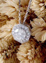 0.85ct Round Cut Moissanite, Vintage Octagon Design, Classic Elegant Drop Pendant, 14Kt 585 White Gold