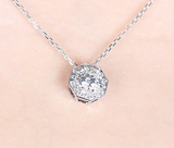 0.85ct Round Cut Moissanite, Vintage Octagon Design, Classic Elegant Drop Pendant, 14Kt 585 White Gold
