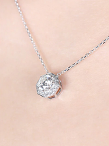 0.85ct Round Cut Moissanite, Vintage Octagon Design, Classic Elegant Drop Pendant, 14Kt 585 White Gold