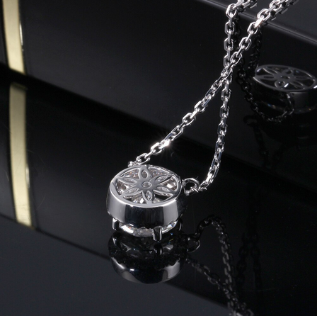 1.00ct Round Cut Moissanite Necklace, Classic Halo Pendant, 14Kt 585 White Gold