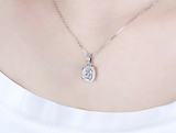 1.50ct Cushion Cut Moissanite Necklace, Classic Halo Pendant, 14Kt 585 White Gold