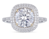 3.00ct Cushion Cut Moissanite, Classic Halo Engagement Ring, 14Kt 585 White Gold