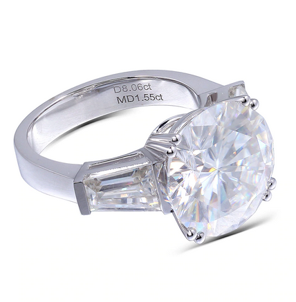 8.00ct Round Cut Moissanite, Classic Engagement Ring, 14Kt 585 White Gold