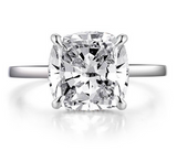 5.00ct Classic Cushion Cut Diamond Engagement Ring, 925 Silver