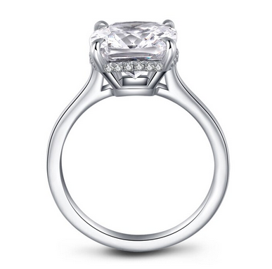 5.00ct Classic Cushion Cut Diamond Engagement Ring, 925 Silver