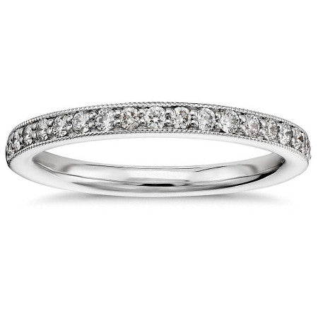 0.26ct Moissanite Wedding Band, Delicate Half Eternity Ring, Available in White Gold or Platinum