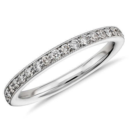 0.26ct Moissanite Wedding Band, Delicate Half Eternity Ring, Available in White Gold or Platinum