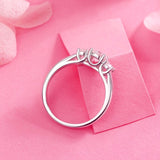 Three Stone Moissanite Diamond Engagement Ring, 925 Sterling Silver
