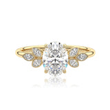 Vintage Oval Cut Floral Moissanite Engagement Ring