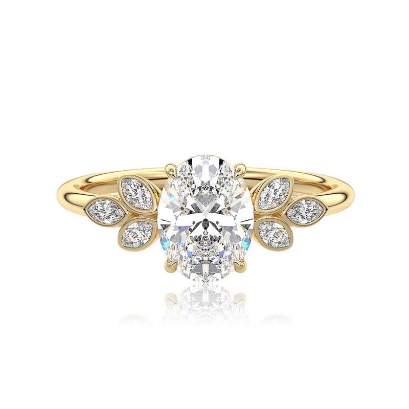 Vintage Oval Cut Floral Moissanite Engagement Ring