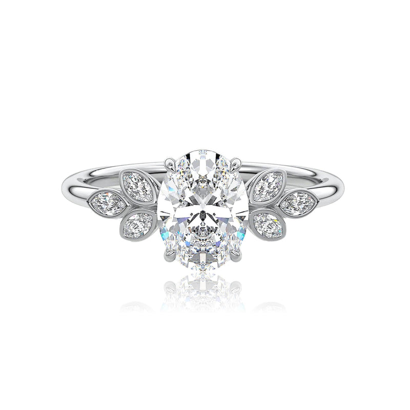 Vintage Oval Cut Floral Diamond Engagement Ring