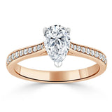 1.20ct Pear Cut Moissanite Engagement Ring, Classic Style, Available in White Gold, Platinum, Rose Gold or Yellow Gold