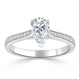 1.20ct Pear Cut Moissanite Engagement Ring, Classic Style, Available in White Gold, Platinum, Rose Gold or Yellow Gold