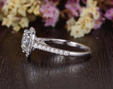 Cushion Cut Moissanite Engagement Ring, Classic Halo Design, Choose Your Stone Size & Metal