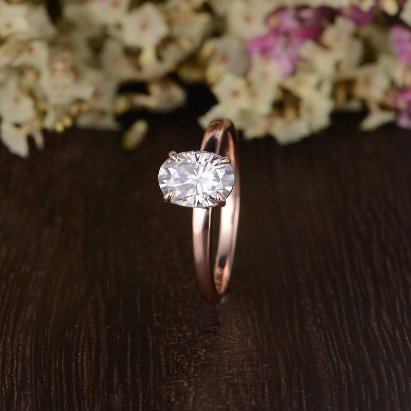 Oval Cut Moissanite Engagement Ring, Classic Design, Choose Your Stone Size & Metal