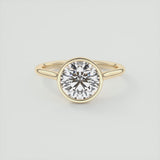 Round Cut Rub-over Moissanite Engagement Ring
