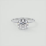 Round Cut Hidden Halo Moissanite Engagement Ring