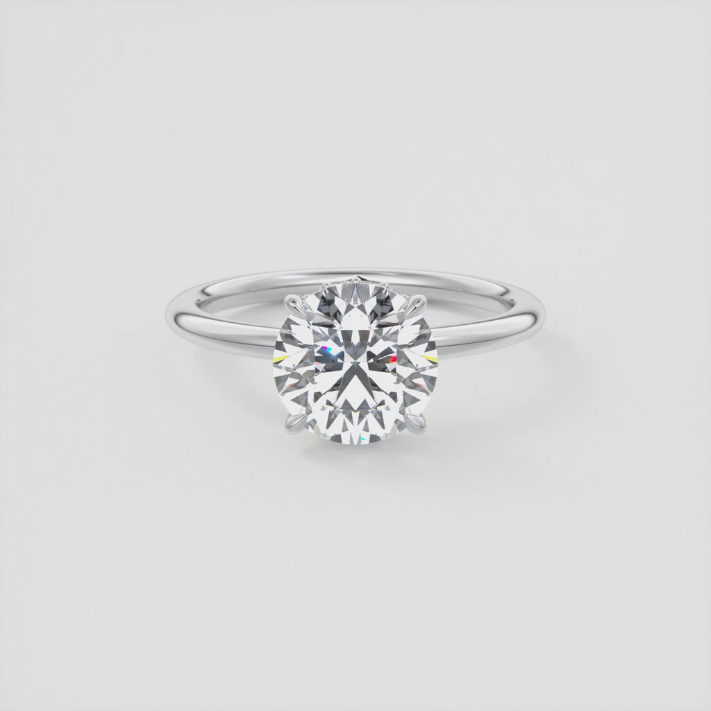 Round Cut Hidden Halo Diamond Engagement Ring