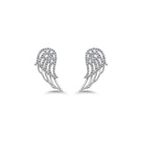 Angel Wing Diamond Stud Earrings, 925 Silver