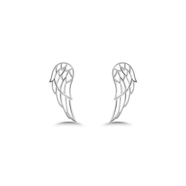 Angel Wing Stud Earrings, 925 Sterling Silver