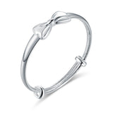 Solid Pure Sterling Silver Baby Bangle, Ribbon Design