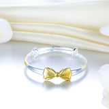 Solid Pure Sterling Silver Baby Bangle, Gold Ribbon Design