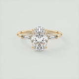Oval Cut 3 Stone Diamond Tapered baguette Ring