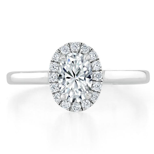 Lab-Diamond Oval Cut Halo Engagement Ring, Choose Your Stone Size and Metal