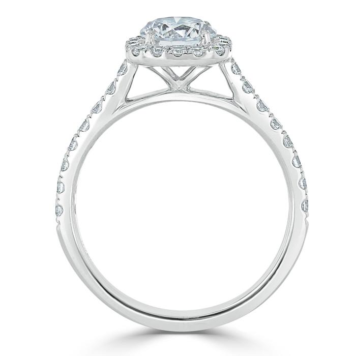 1.40ct  Round Cut Moissanite Halo Engagement Ring, Tiffany Style,  Available in White Gold, Platinum, Rose Gold or Yellow Gold