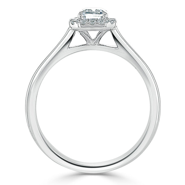 Lab-Diamond Emerald Cut Halo Engagement Ring, Choose Your Stone Size and Metal