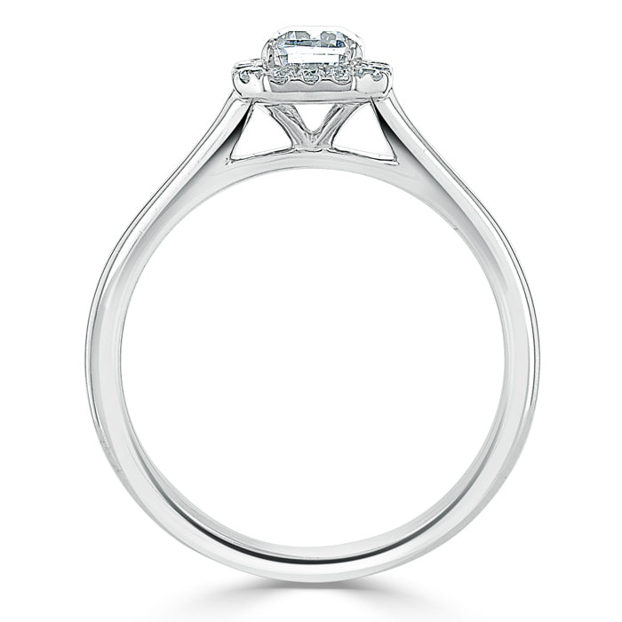 Lab-Diamond Emerald Cut Halo Engagement Ring, Choose Your Stone Size and Metal