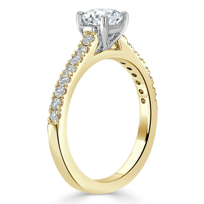 1.00ct  Round Cut Moissanite Halo Engagement Ring, Classic Style,  Available in White Gold, Platinum, Rose Gold or Yellow Gold