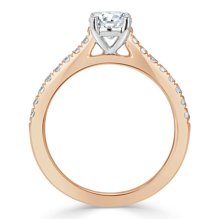 1.00ct  Round Cut Moissanite Halo Engagement Ring, Classic Style,  Available in White Gold, Platinum, Rose Gold or Yellow Gold