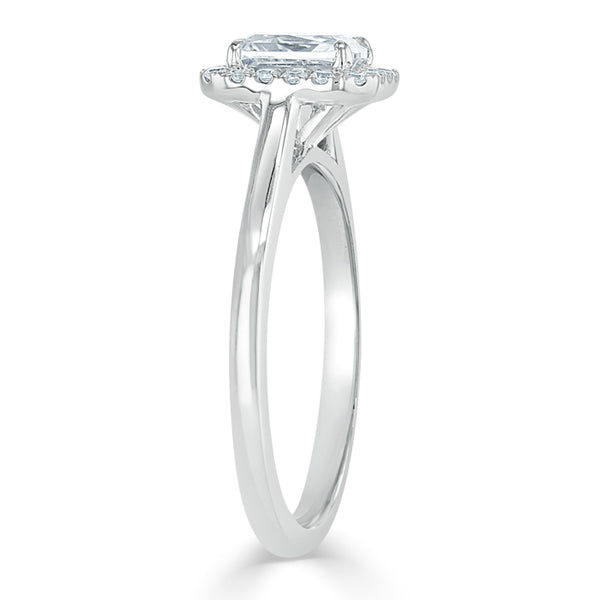 0.75ct Radiant Cut Moissanite Halo Engagement Ring, Available in White Gold or Platinum