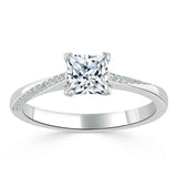 Lab-Diamond Princess Cut Engagement Ring, Classic Style, Choose Your Stone Size and Metal