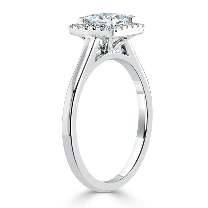 Lab-Diamond Princess Cut Halo Engagement Ring, Choose Your Stone Size and Metal
