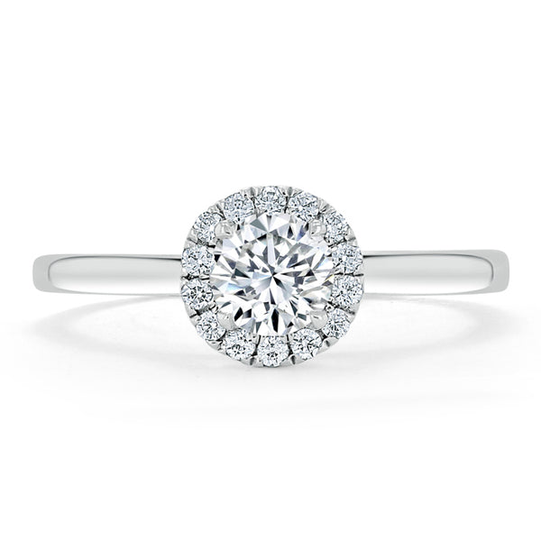 Lab-Diamond, Round Cut Halo Engagement Ring, Choose Your Stone Size and Metal