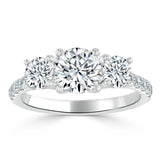 1.20ct  Round Cut Moissanite 3 stone Engagement Ring,  Available in White Gold, Platinum, Rose Gold or Yellow Gold