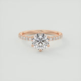 Round Cut 6 Claw Moissanite Engagement Ring