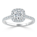 1.40ct  Round Cut Moissanite Halo Engagement Ring, Tiffany Style,  Available in White Gold, Platinum, Rose Gold or Yellow Gold