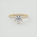 Round Cut 6 Claw Moissanite Engagement Ring