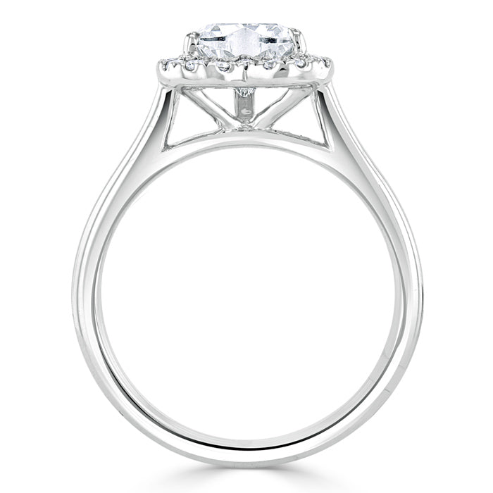 Lab-Diamond Heart Cut Halo Engagement Ring, Choose Your Stone Size and Metal