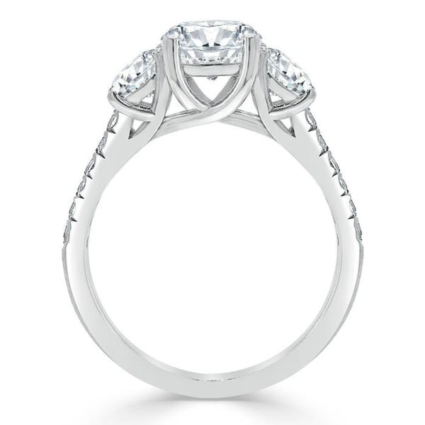 1.20ct  Round Cut Moissanite 3 stone Engagement Ring,  Available in White Gold, Platinum, Rose Gold or Yellow Gold