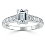 Lab-Diamond Emerald Cut Engagement Ring, Tiffany Style, Choose Your Stone Size and Metal
