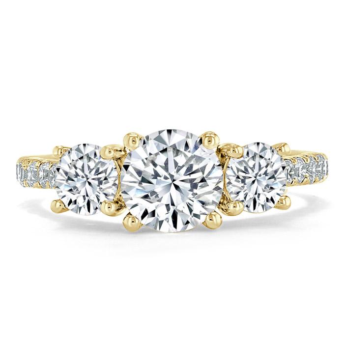 1.20ct  Round Cut Moissanite 3 stone Engagement Ring,  Available in White Gold, Platinum, Rose Gold or Yellow Gold